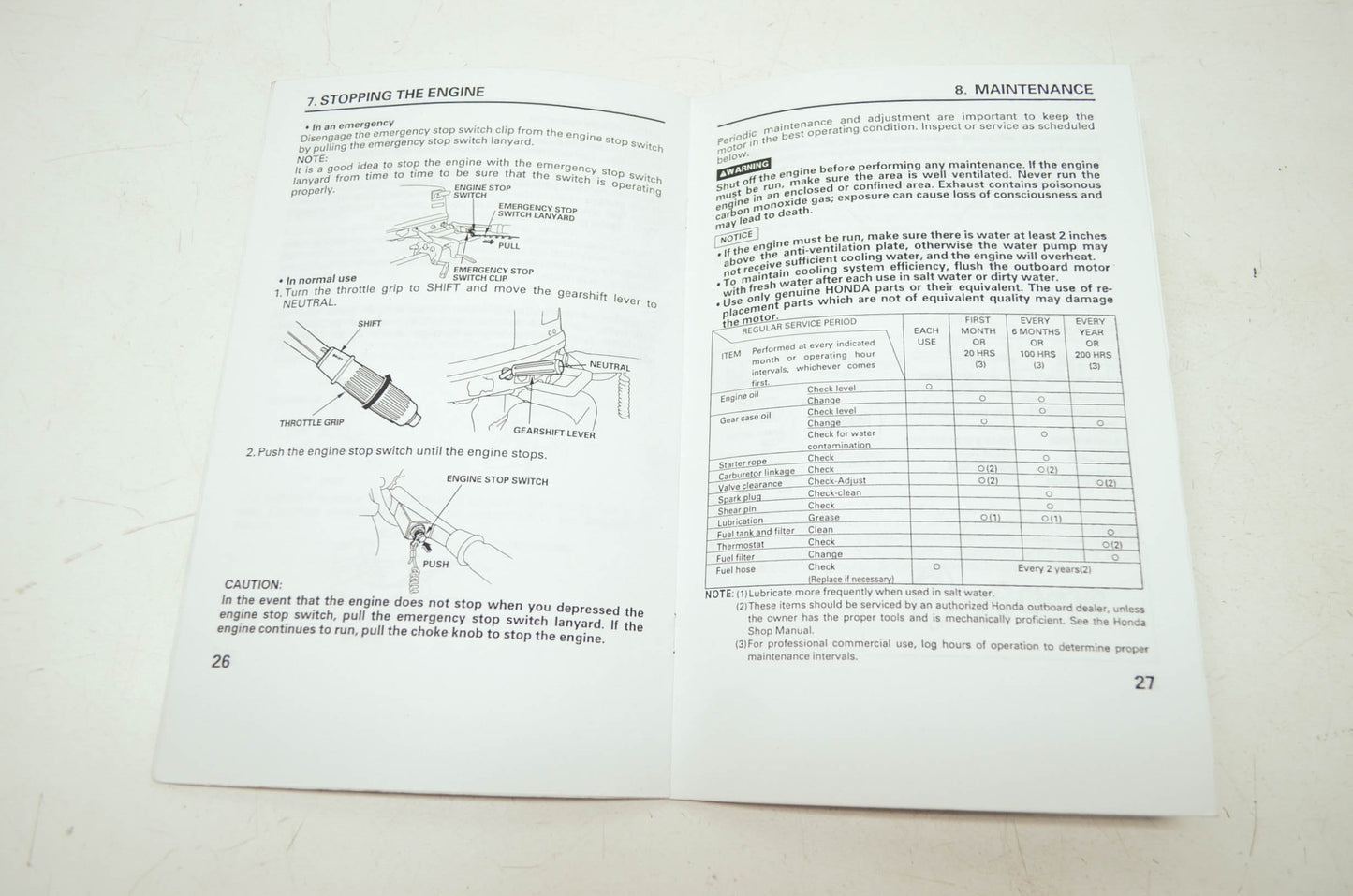 Honda 1990 Outboard Motor BF8A Owner's Manual