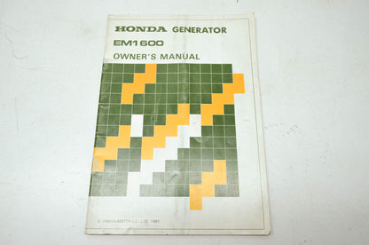 OEM Honda 3189710 Generator EM1600 Owner's Manual