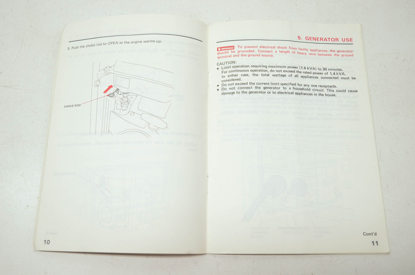 OEM Honda 3189710 Generator EM1600 Owner's Manual