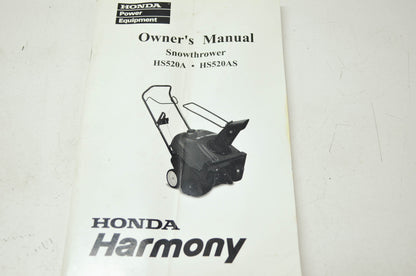 Honda Snowthrower HS520A HS520AS Owner's Manual