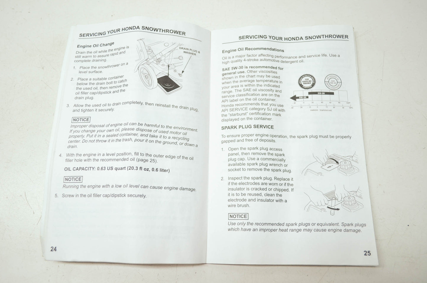 Honda Snowthrower HS520A HS520AS Owner's Manual