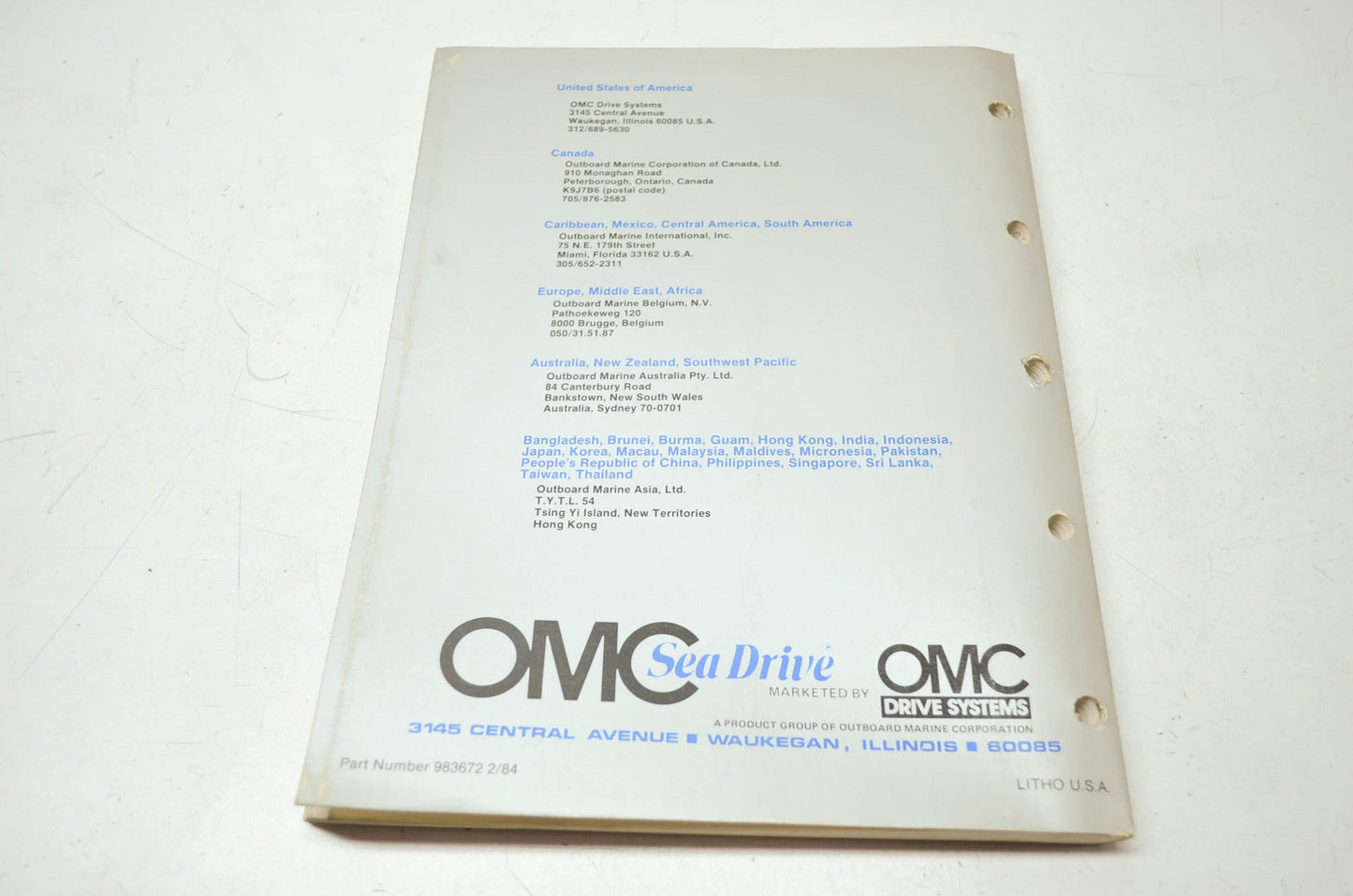 OMC Sea Drive 1.6 Litre S-Type Service Manual