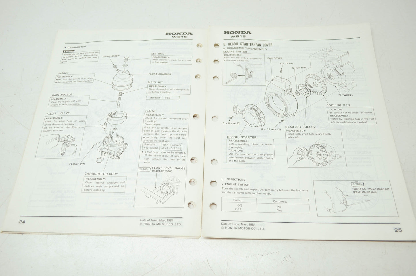 Honda WB15 Shop Manual