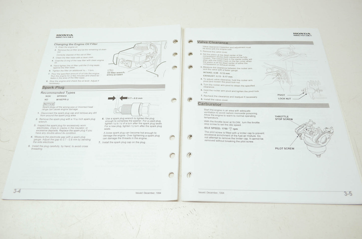 Honda HRC7013K1 Shop Manual K1 Supplement