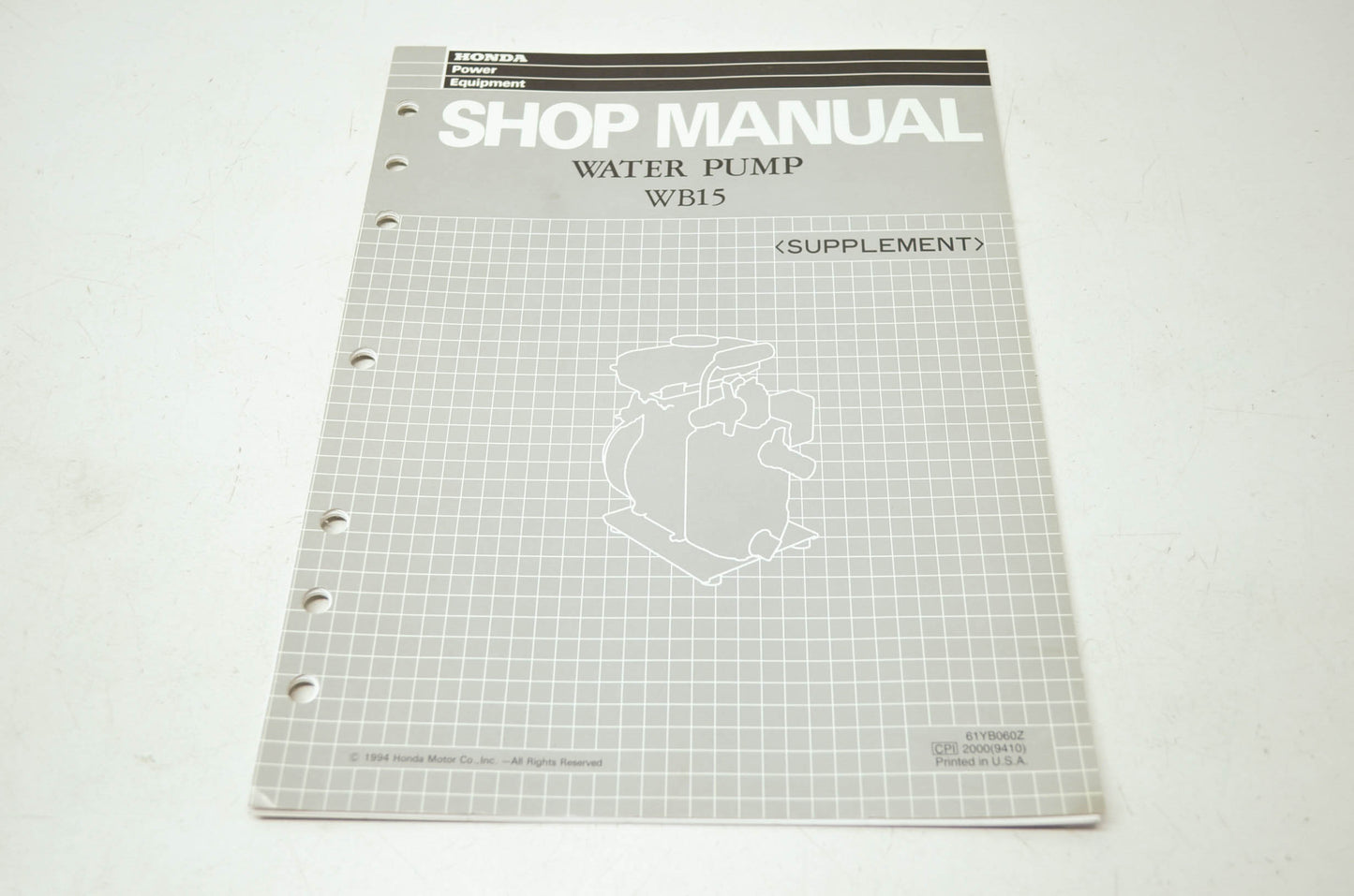 Honda Water Pump WB15 Shop Manual Supplement