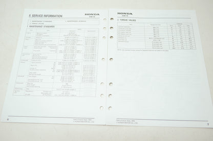 Honda Water Pump WB15 Shop Manual Supplement