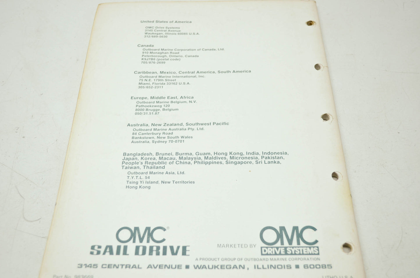 OMC Sail Drive Zephyr Models Service Manual