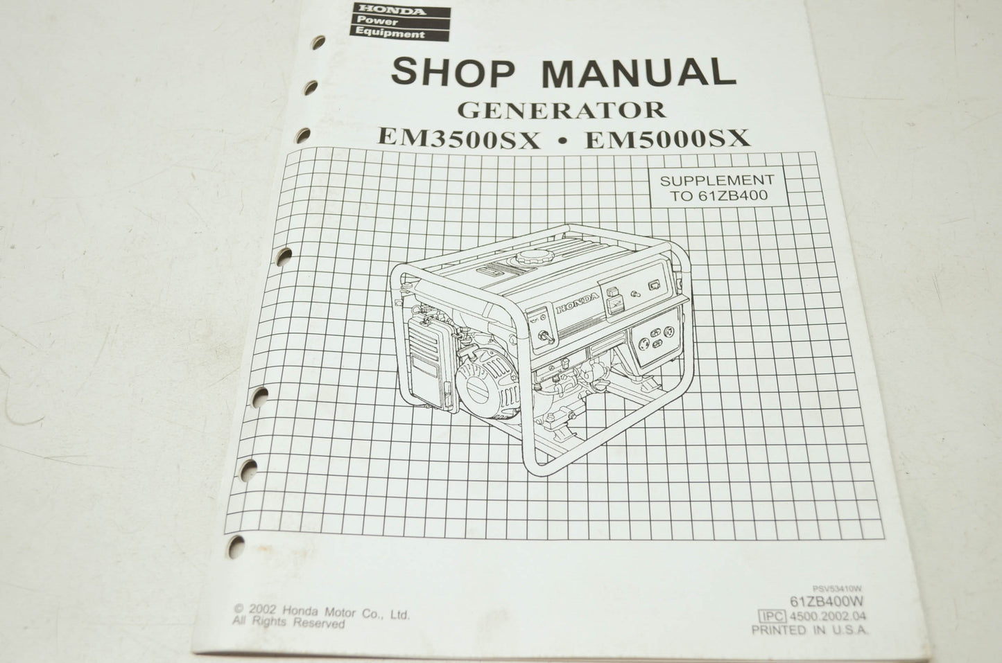 Honda Generator EM3500SX EM5000SX Shop Manual Supplement