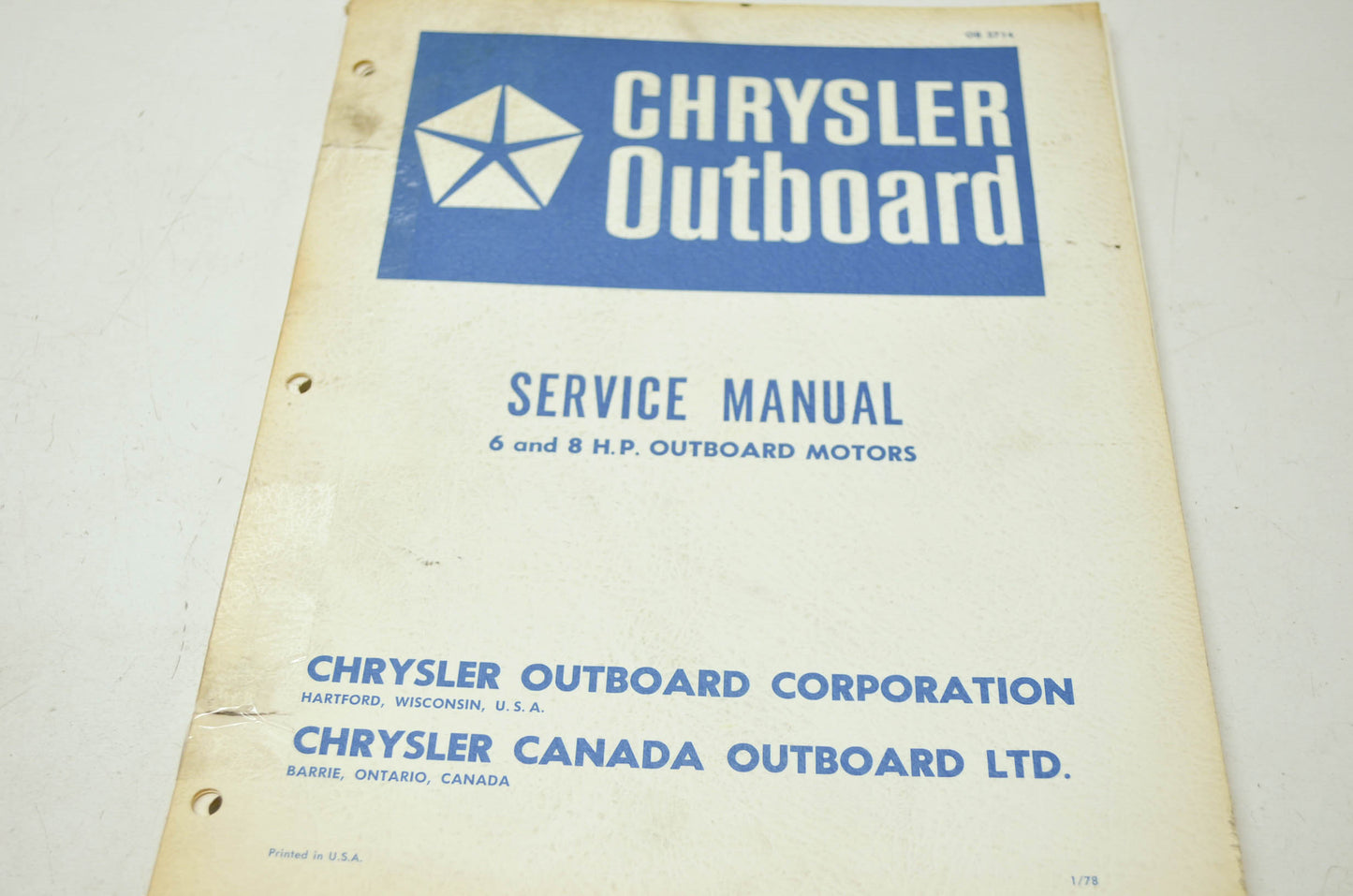 Chrysler Outboard Motors 6HP 8HP Service Manual