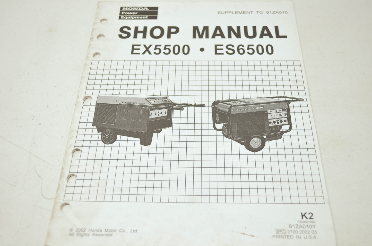 Honda EX5500 ES6500 Shop Manual Supplement