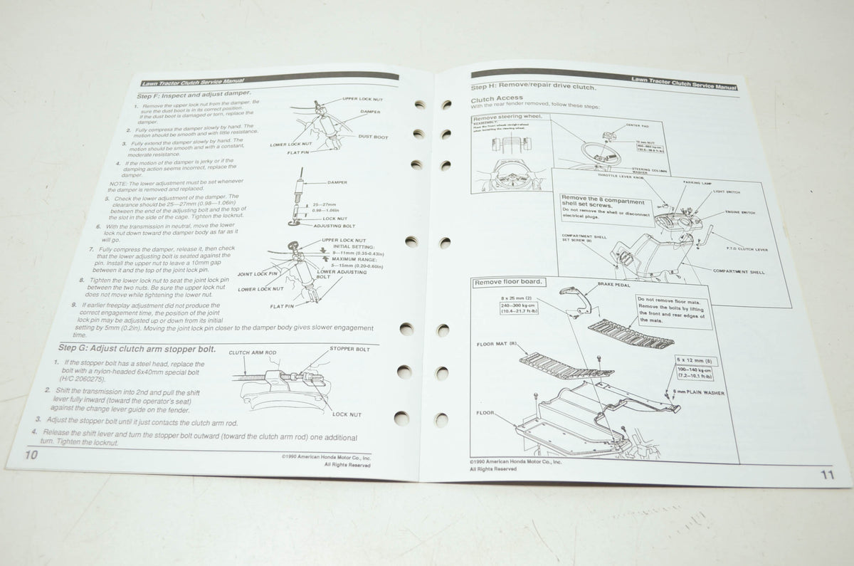 OEM Honda T0071 Lawn Tractor Clutch Service Manual
