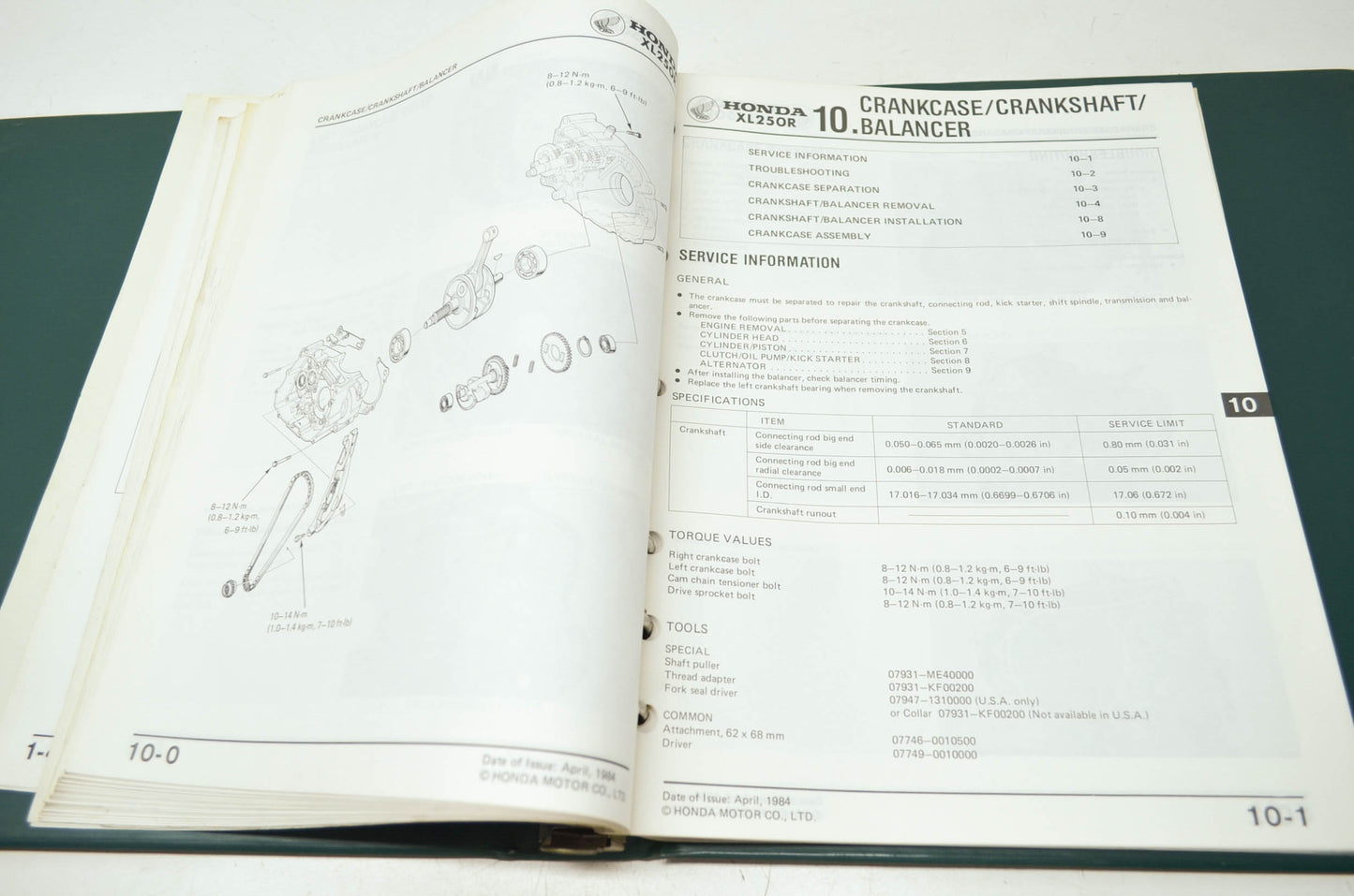 OEM Honda 61KL401 XL250R'84-'87 Service Manual