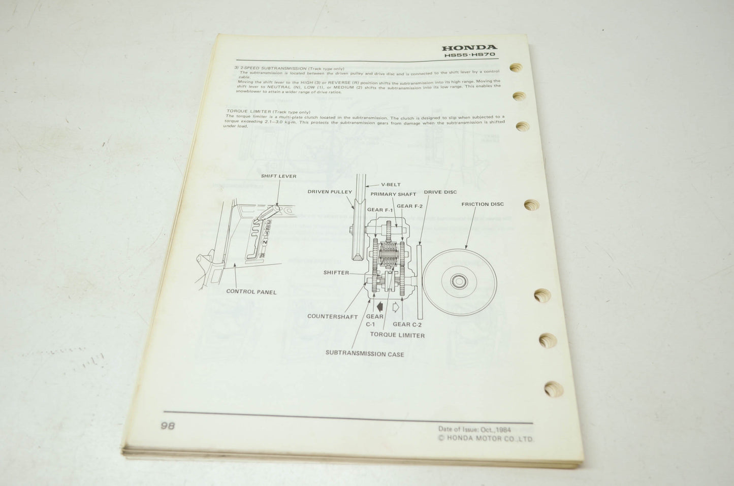 OEM Honda 6173600 HS55 HS70 Service Manual