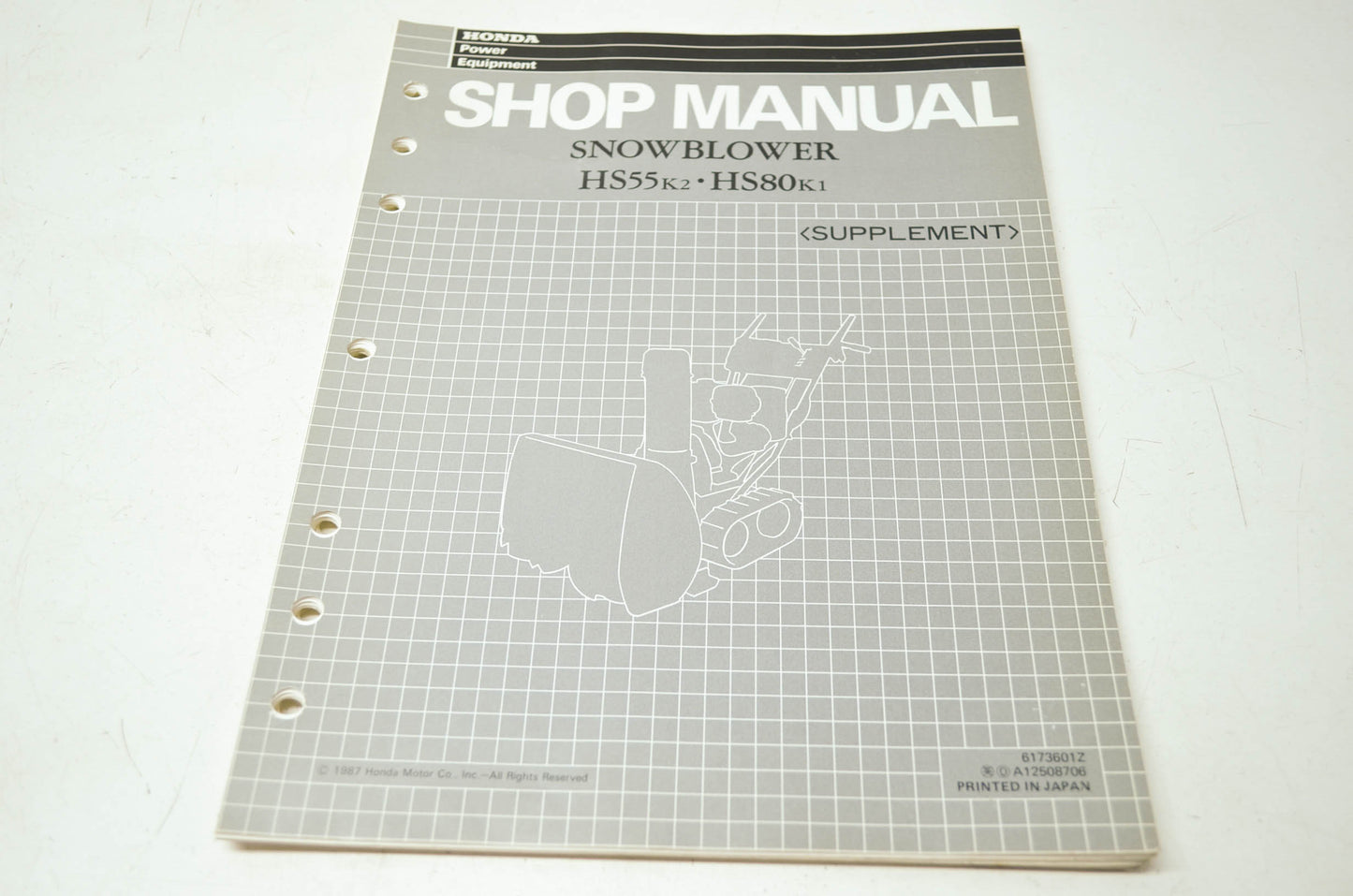 Honda Snowblower HS55k2 HS80k1 Shop Manual Supplement
