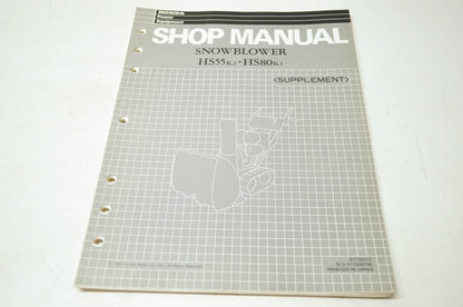 Honda Snowblower HS55k2 HS80k1 Shop Manual Supplement