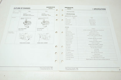 Honda Snowblower HS622 Shop Manual Supplement