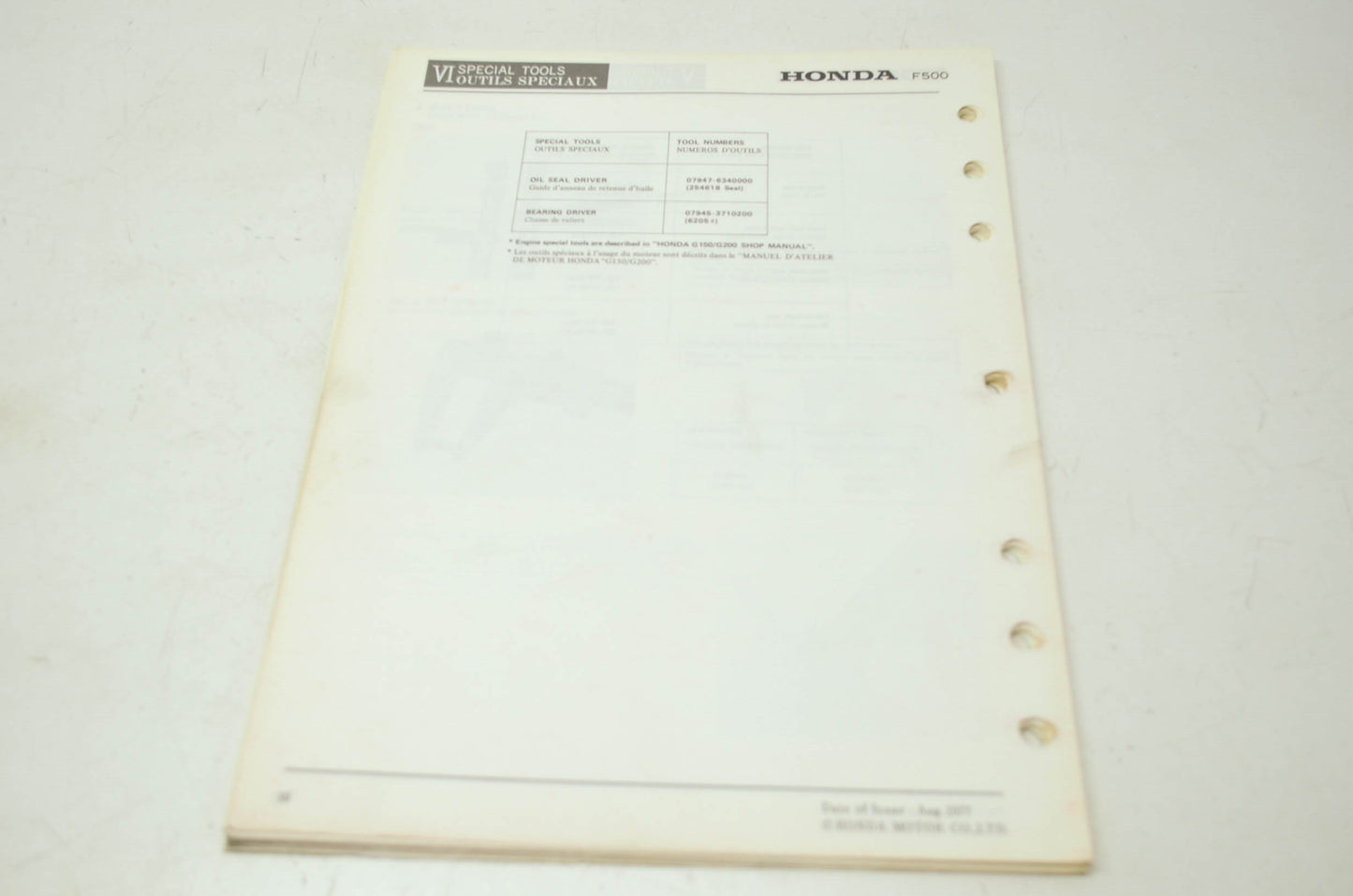 OEM Honda 6872310 F500(EF) Service Manual