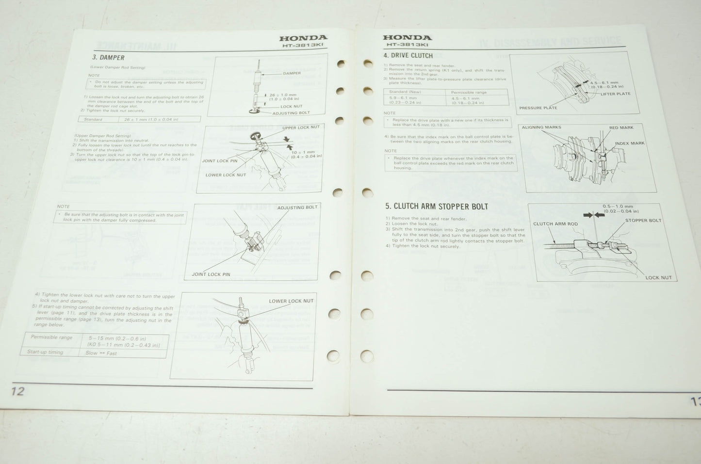 Honda HT3813 Shop Manual Supplement