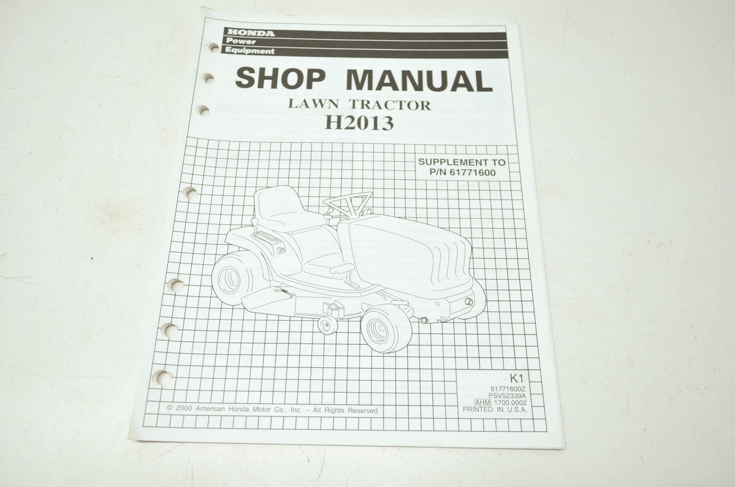 Honda Lawn Tractor H2013 Shop Manual Supplement
