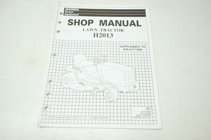 Honda Lawn Tractor H2013 Shop Manual Supplement