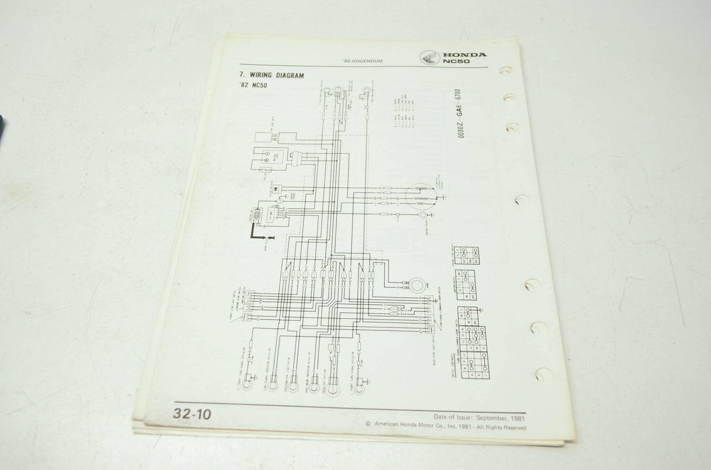 Honda NC50 NA50 Express II Shop Manual Addendum