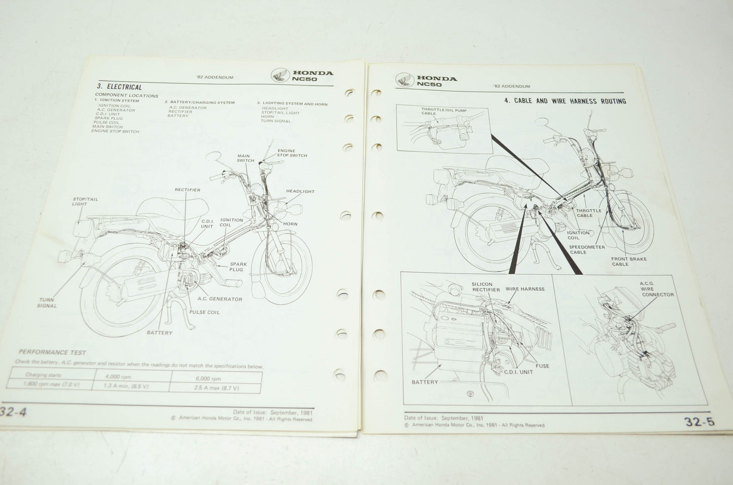 Honda NC50 NA50 Express II Shop Manual Addendum