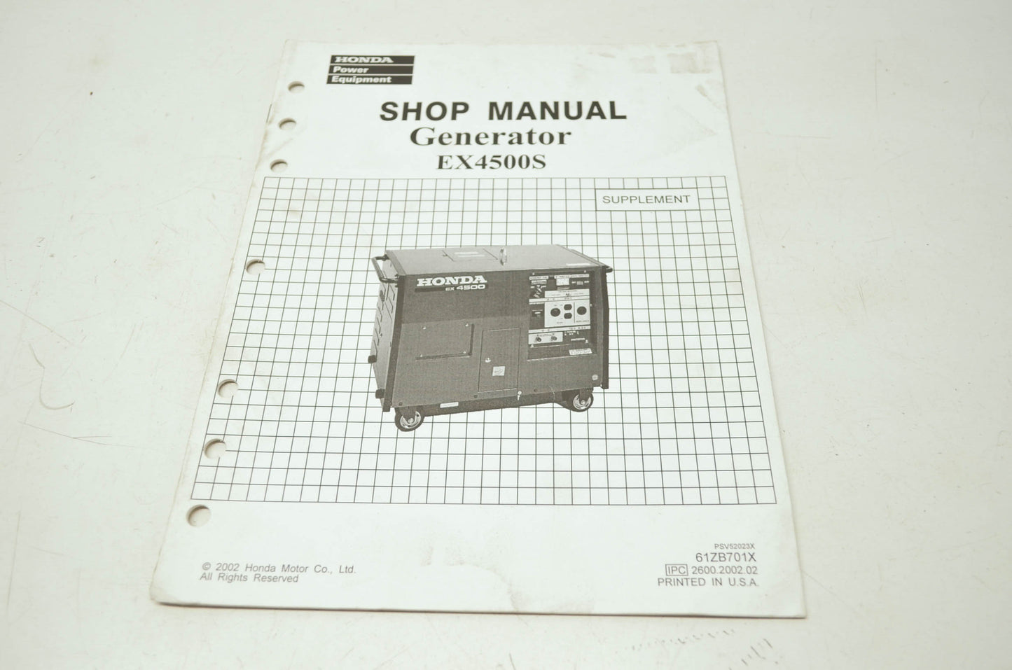 Honda Generator EX4500S Shop Manual Supplement