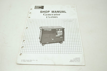 Honda Generator EX4500S Shop Manual Supplement