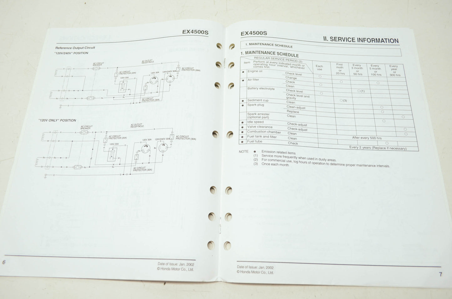 Honda Generator EX4500S Shop Manual Supplement