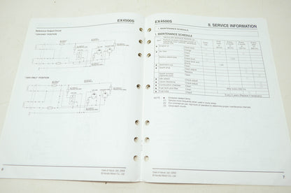 Honda Generator EX4500S Shop Manual Supplement