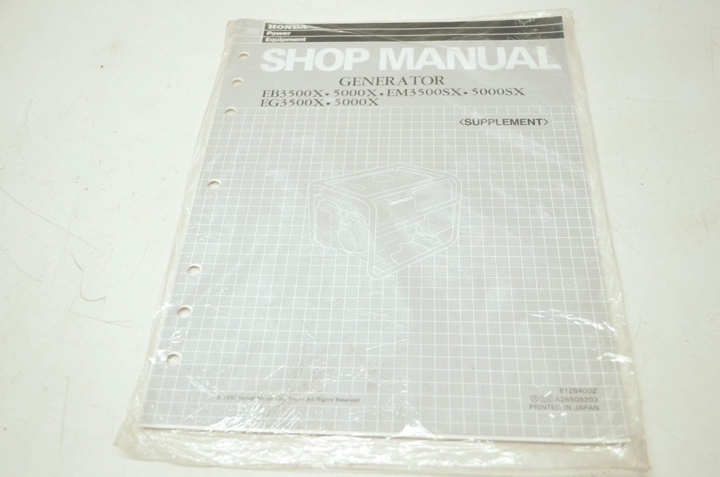 OEM Honda 61ZB400Z EB/EG/EM3500X Service Manual NOS