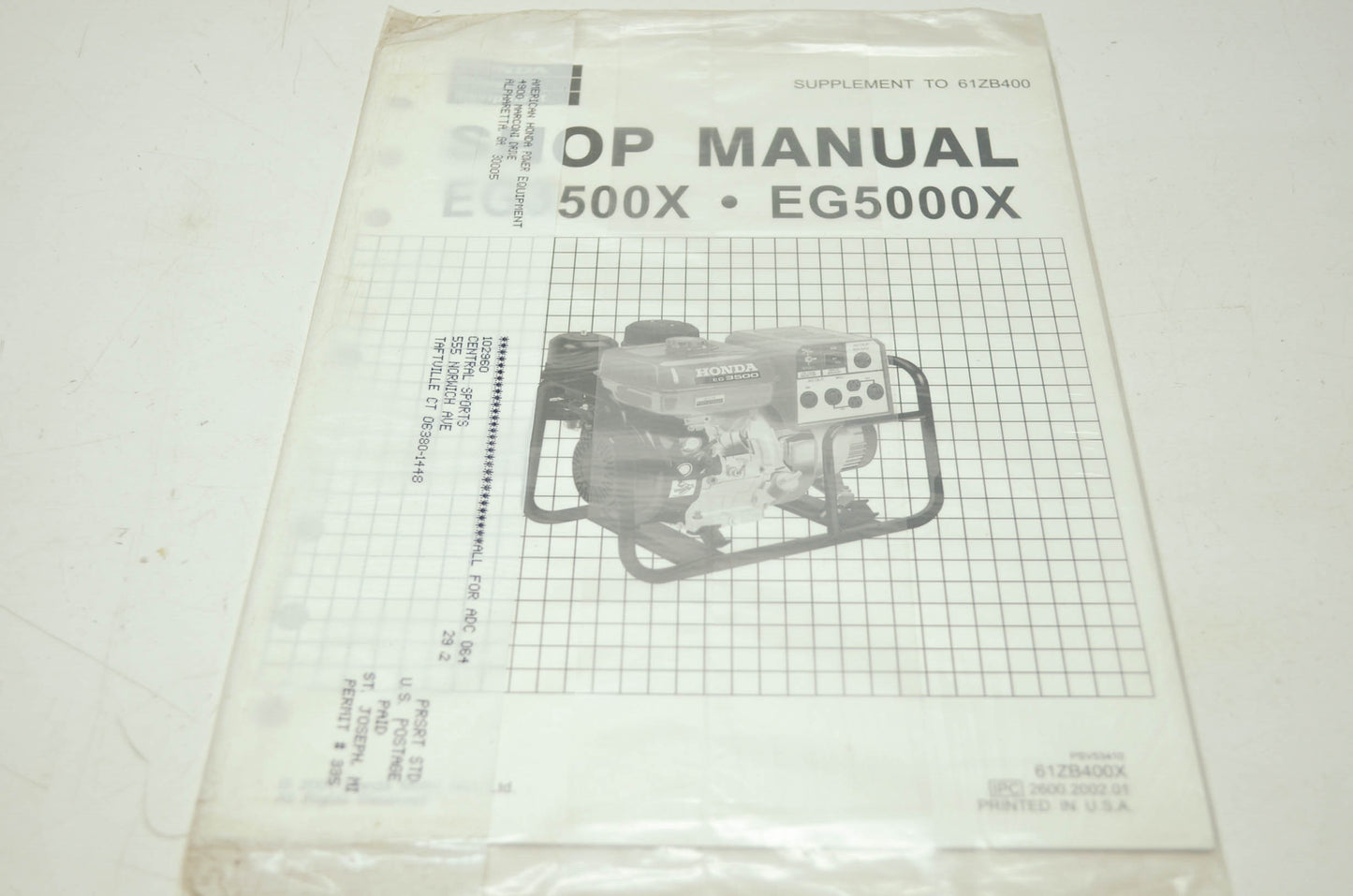 Honda EG3500X EG5000X Shop Manual Supplement