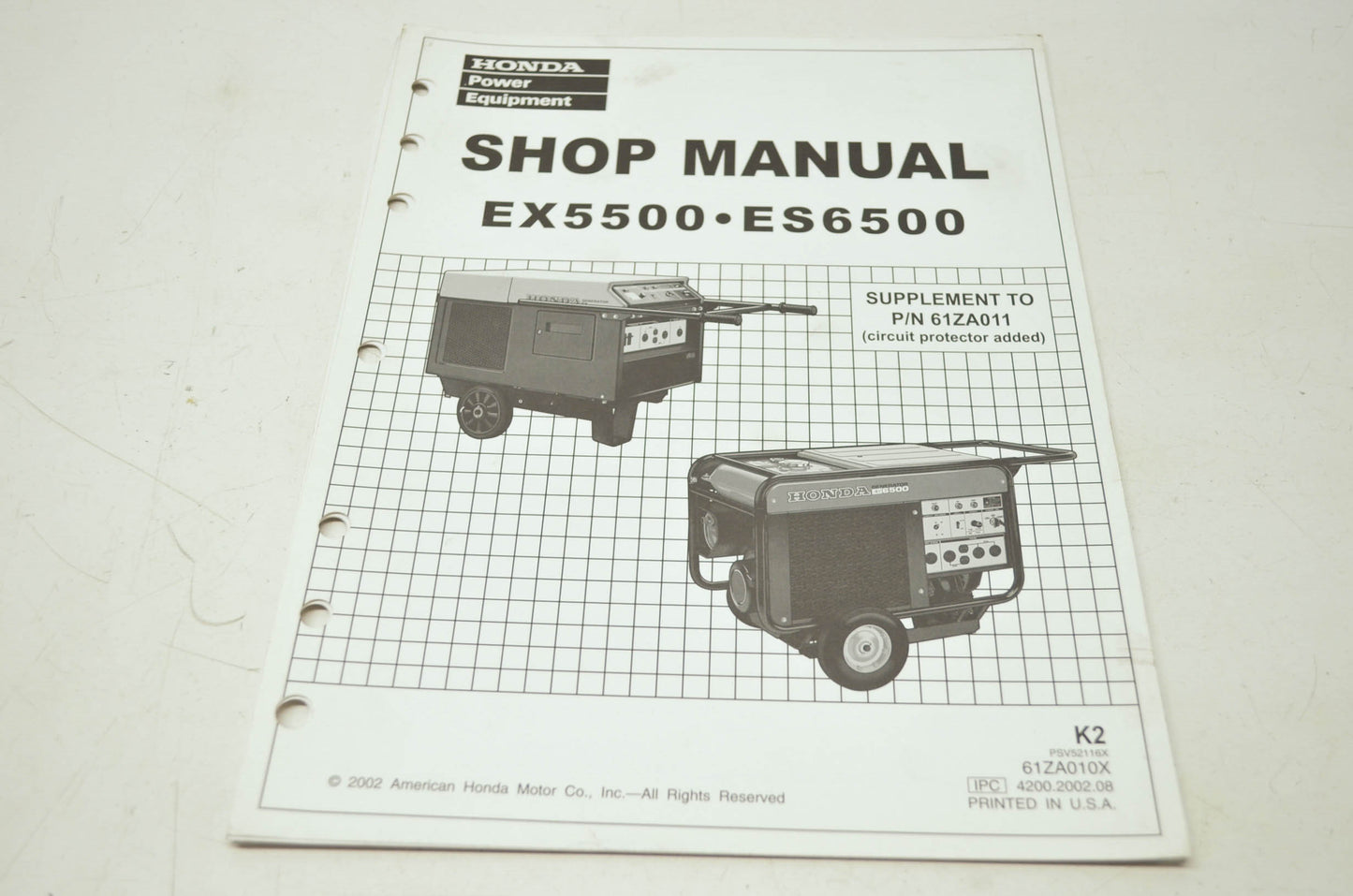 Honda EX5500 ES6500 Shop Manual Supplement