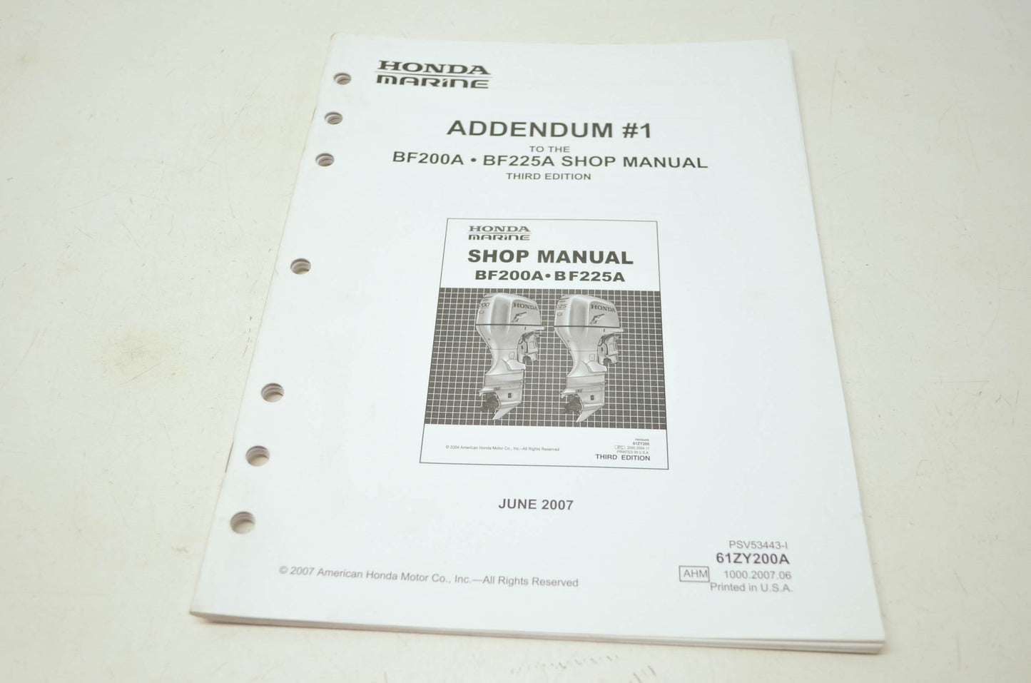 Honda BF200A BF225A Shop Manual Third Ed. Addendum 1