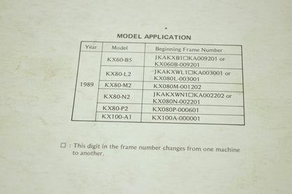 Kawasaki KX60 KX80 KX100 Service Manual Supplement