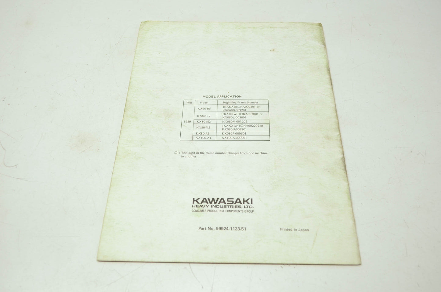 Kawasaki KX60 KX80 KX100 Service Manual Supplement