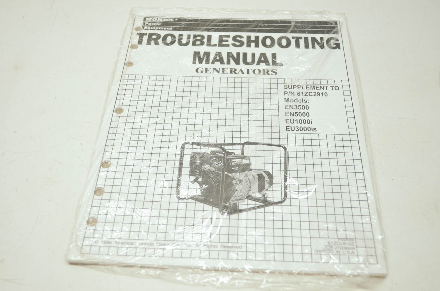 OEM Honda 61ZC2910Z Troubleshooting Manual for Generators Supplement NOS