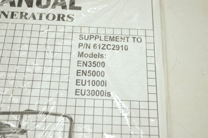 OEM Honda 61ZC2910Z Troubleshooting Manual for Generators Supplement NOS