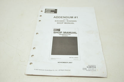 OEM Honda 61ZB701A EX3300S EX4500S Shop Manual Addendum 1