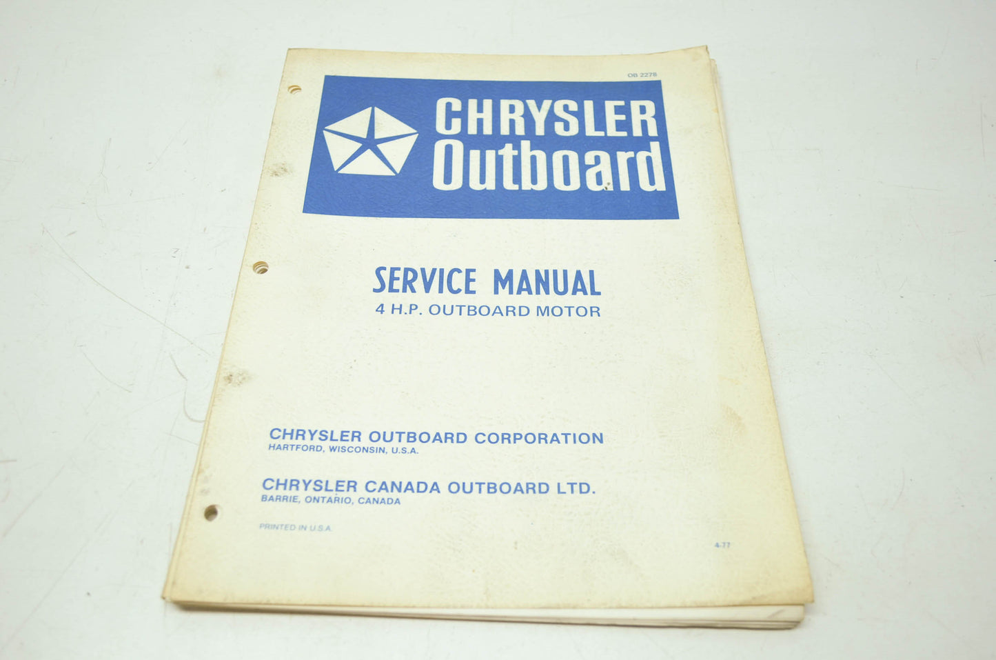 Chrysler Outboard Motors 4HP Service Manual