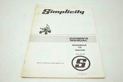 Simplicity Broadmoor 738 Tractor Owner's Manual