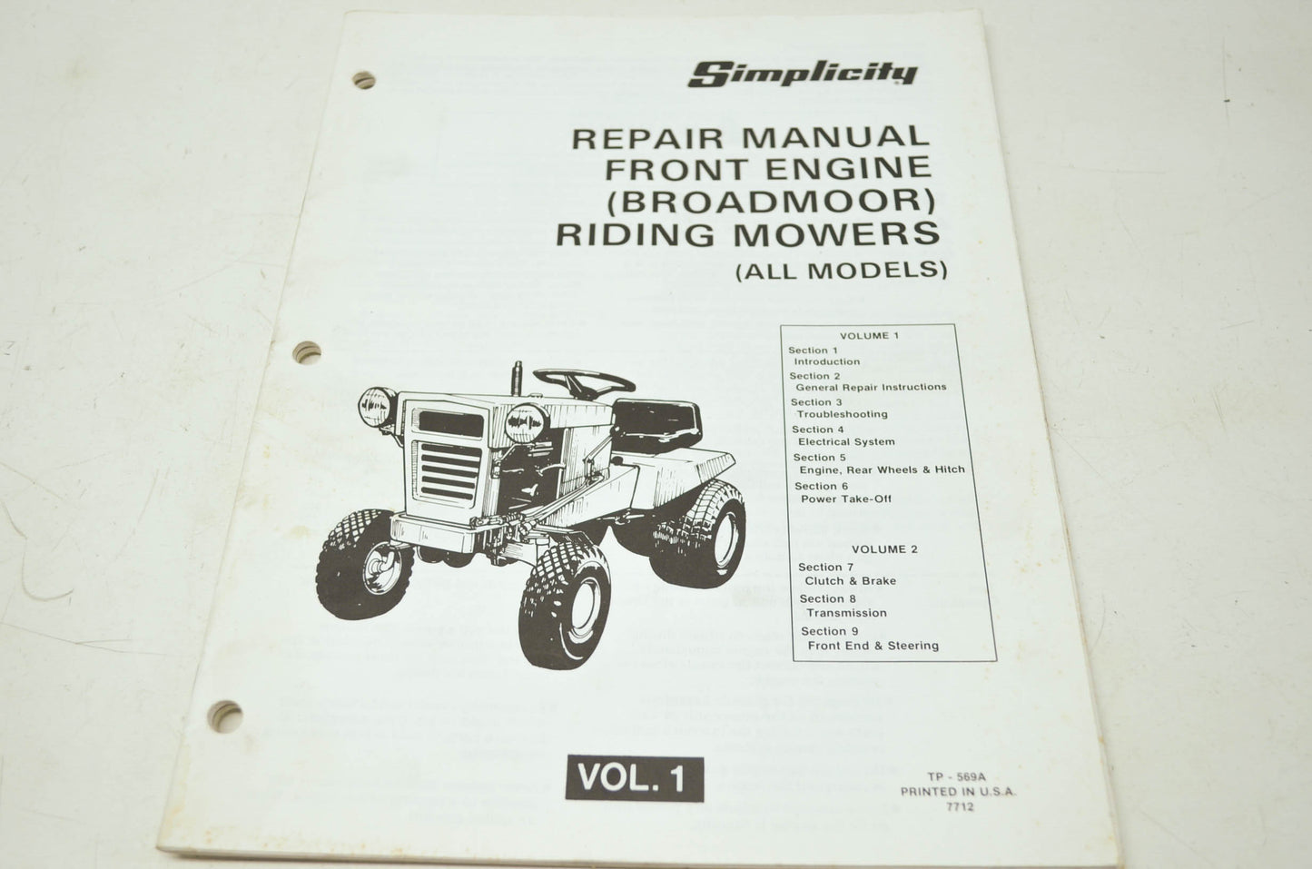 Simplicity Repair Manual Front Engine Riding Mowers