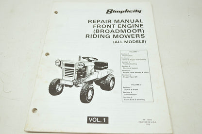 Simplicity Repair Manual Front Engine Riding Mowers
