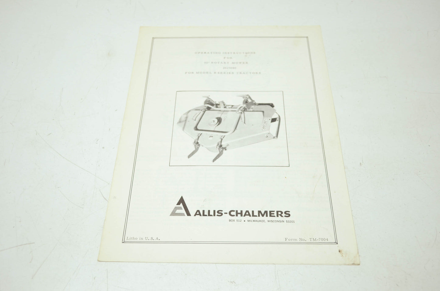 Allis-Chalmers 42' Rotary Mower 2025080 Operating Instructions