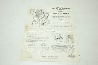 Briggs & Stratton Models 300401-300424 Operating Instructions