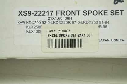 NEW Excel Front Wheel Spoke Kit 21X1.6 NOS