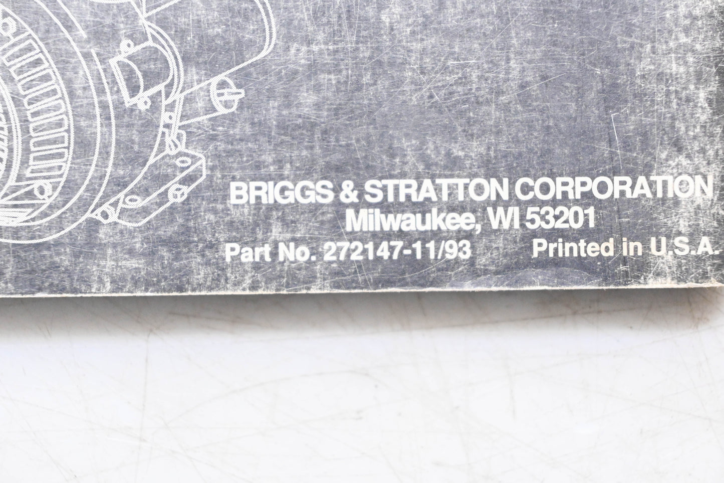 OEM Briggs & Stratton 272147-11/93 Single Cylinder OHV Engine Repair Manual