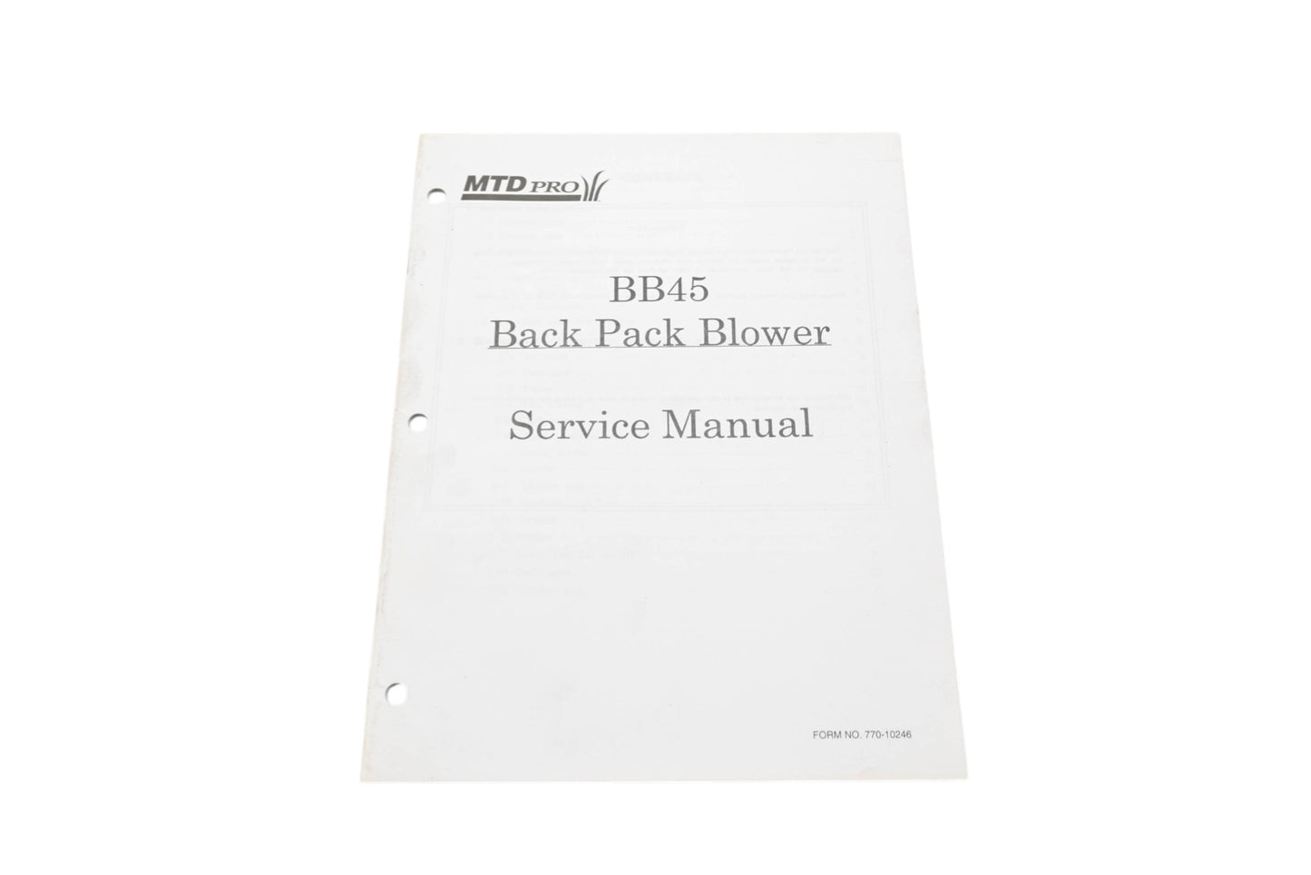 MTD 770-10246 BB45 Back Pack Blower Service Manual