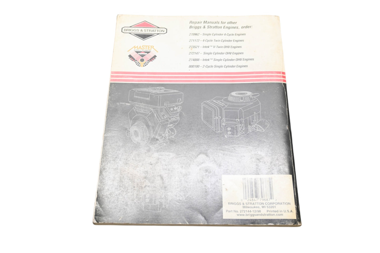 OEM Briggs & Stratton 272144-12/98 Vanguard V-Twin OHV Shop Manual