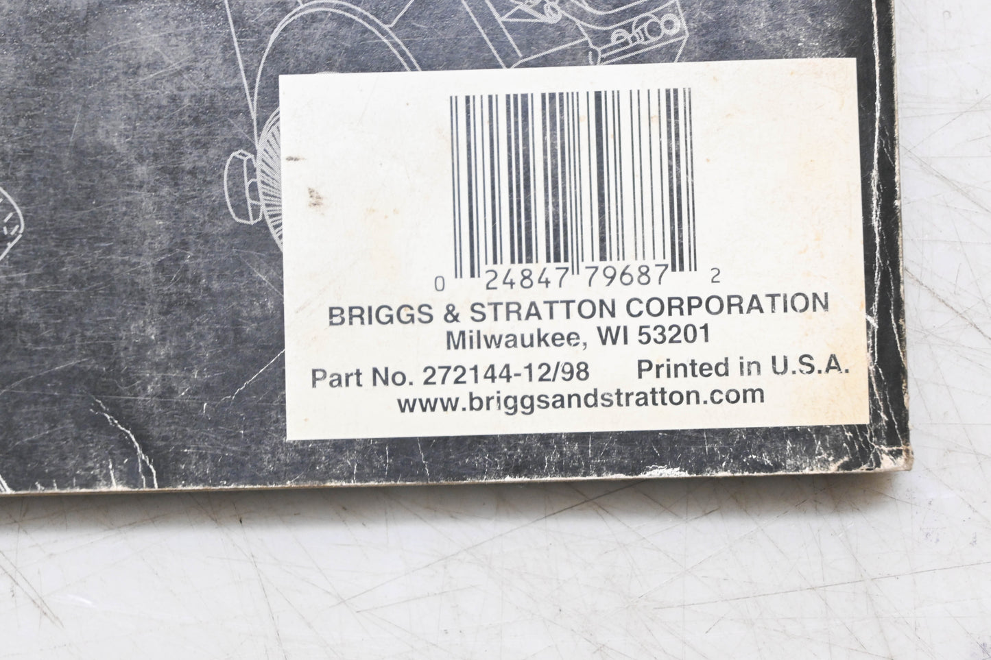 OEM Briggs & Stratton 272144-12/98 Vanguard V-Twin OHV Shop Manual